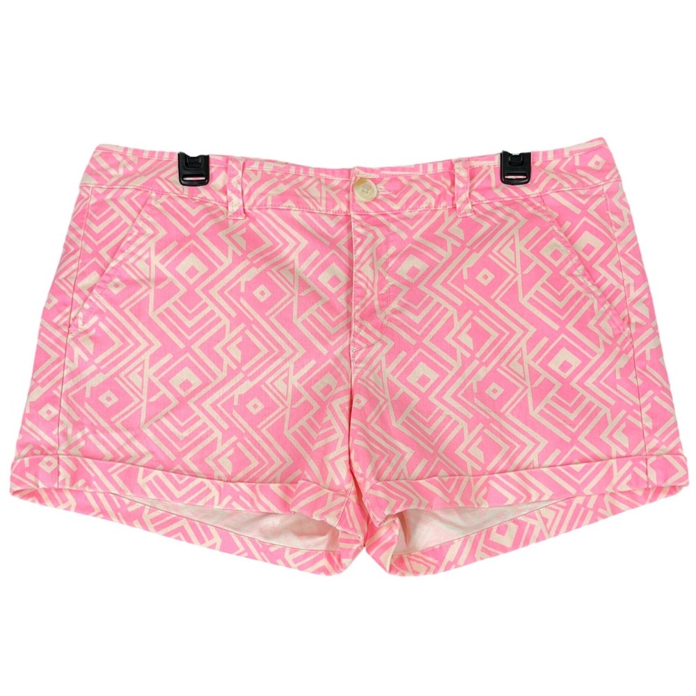 American Eagle Midi Shorts Womens 14 Barbiecore Preppy Geometric Summer Maze